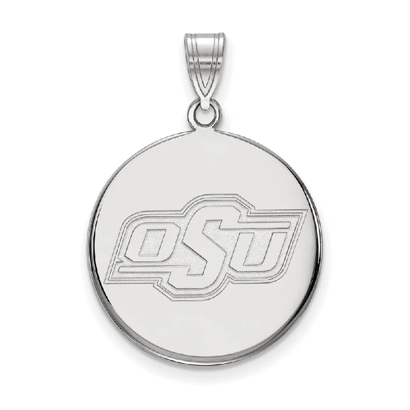 Jewelry Clearance – Final Chance To Save Big Sterling Silver Oklahoma State Large Disc Pendant