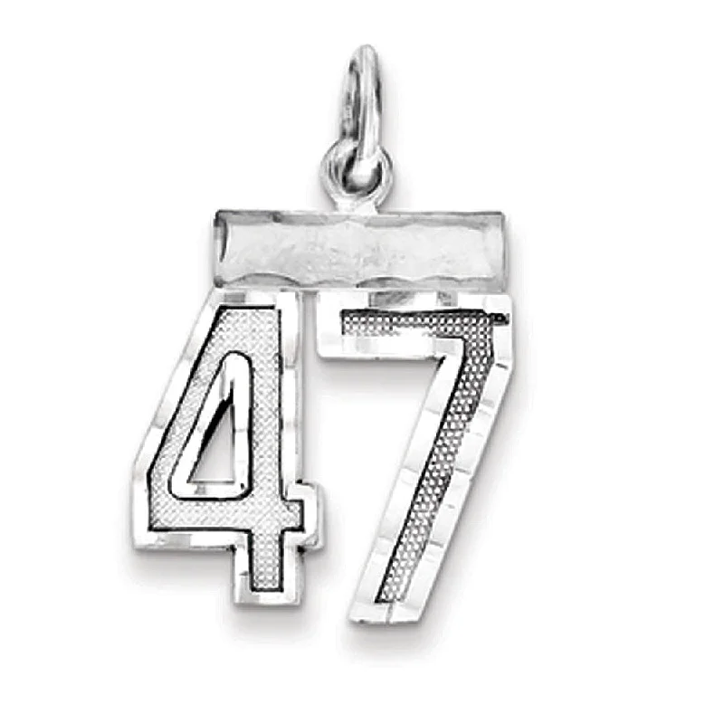 Get Ready To Sparkle – Special Jewelry Discounts Sterling Silver, Varsity Collection, Small D/C Pendant, Number 47