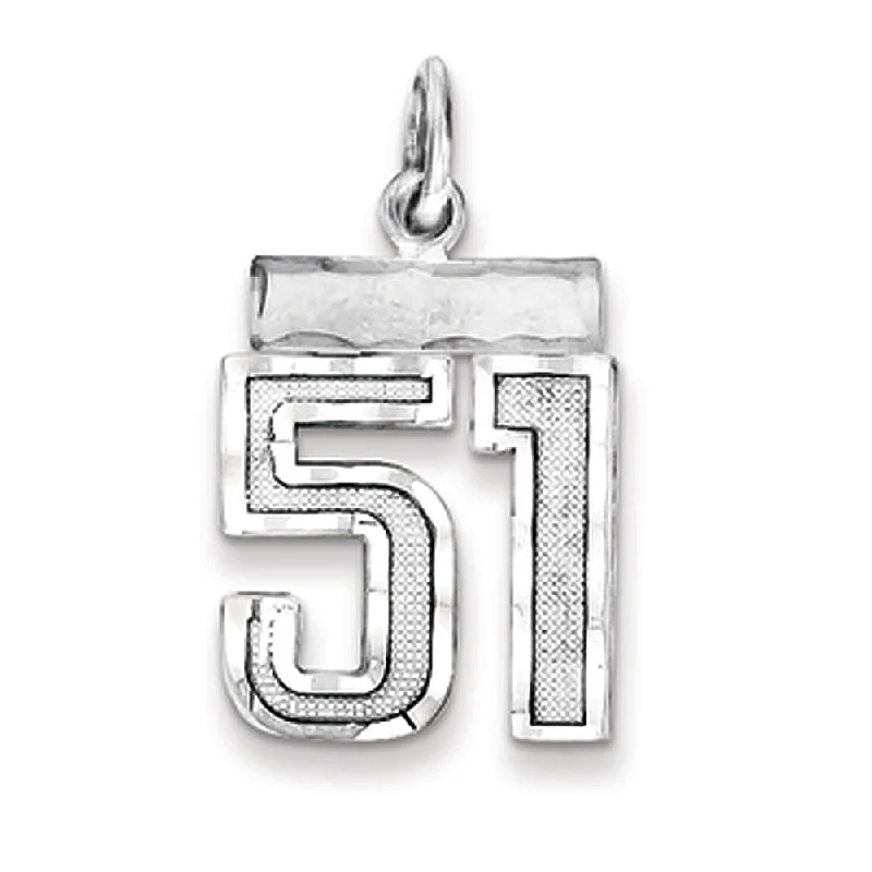 Exclusive Jewelry Markdowns – Limited-Time Offer Sterling Silver, Varsity Collection, Small D/C Pendant, Number 51
