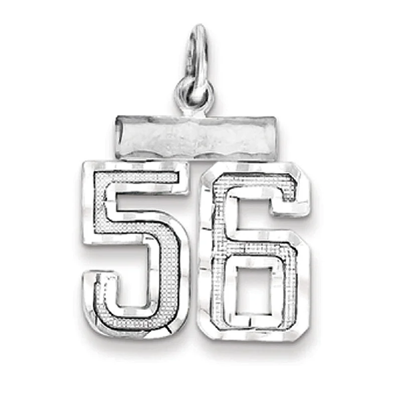 Stunning Statement Jewelry, Unbeatable Discounts Sterling Silver, Varsity Collection, Small D/C Pendant, Number 56