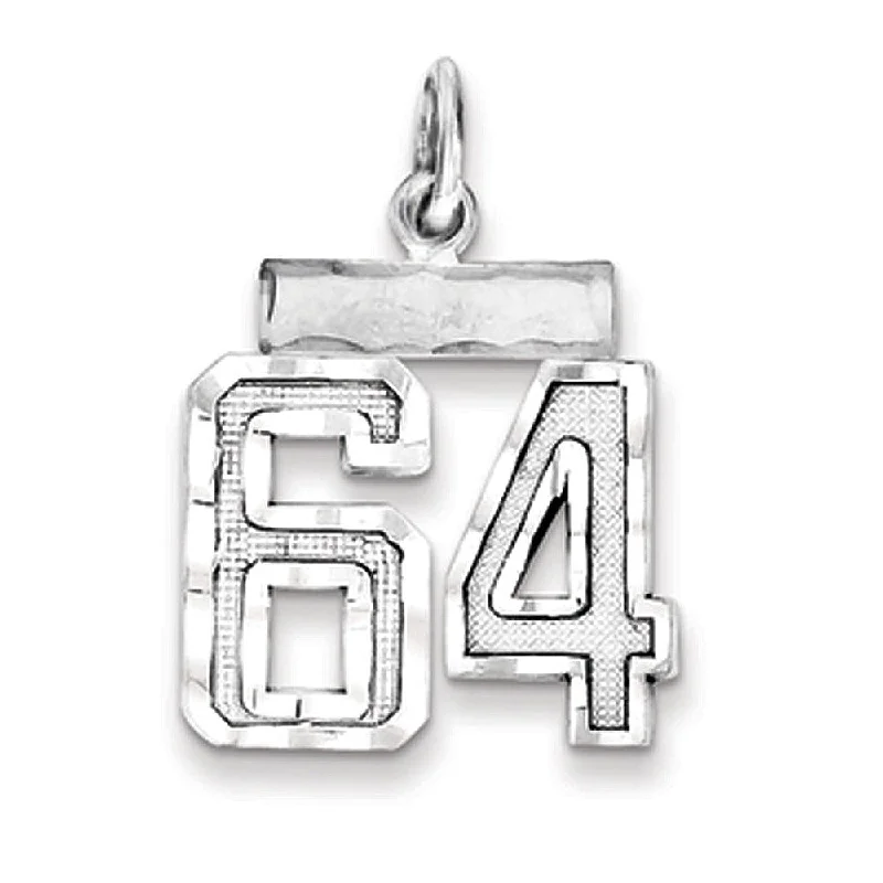 Elevate Your Outfit With Discounted Statement Jewelry Sterling Silver, Varsity Collection, Small D/C Pendant, Number 64