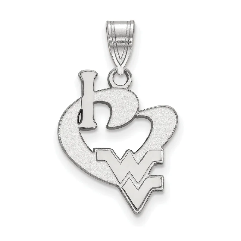 Affordable Elegance – Special Jewelry Sale Now Live Sterling Silver West Virginia U. Large I Love Logo Pendant